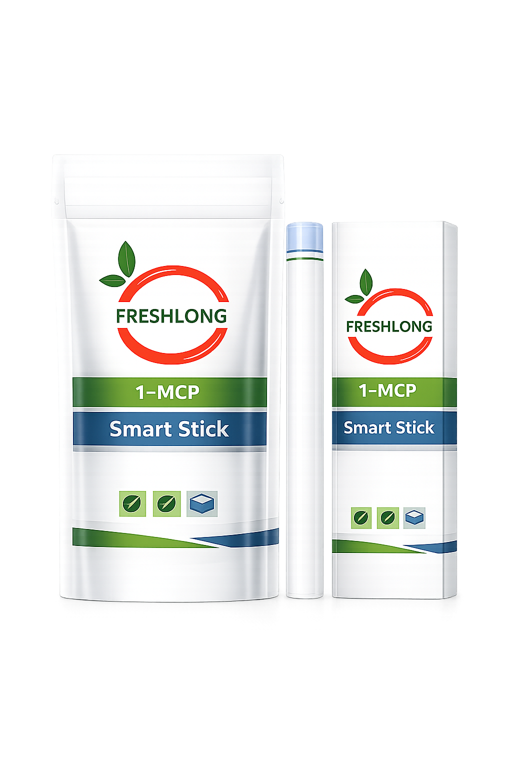 FRESHLONG Stick premeasured 1-MCP gas-generating stick and packaging